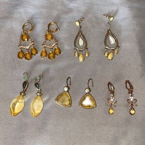 5 pairs of rich / deep yellow / citrine earrings